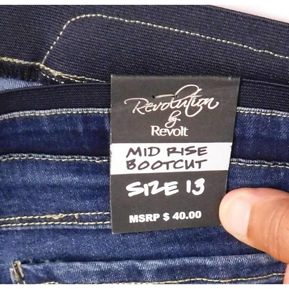 New Revolution by Revolt Mid‎ Rise Bootcut Stretch Jeans sz 13 - Picture 2 of 7